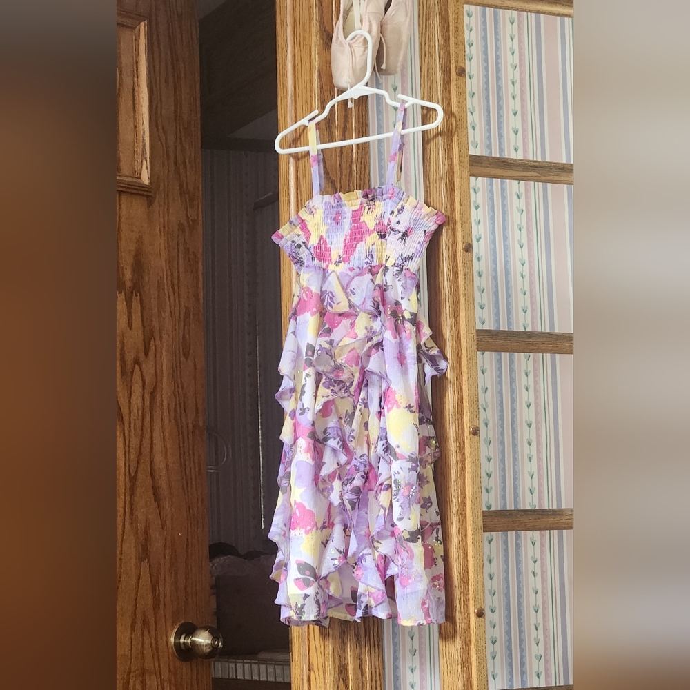 Beautiful Pink, Purple, & Yellow Size 10 Girls Dress